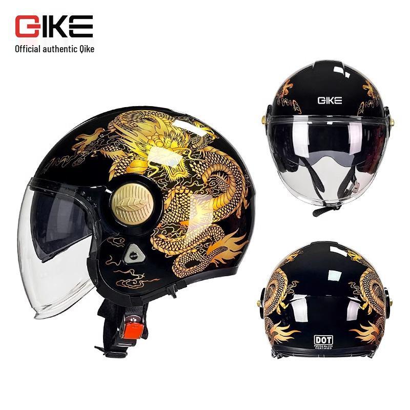 Men's Retro Motorcycle Helmet, 3C Certified, All-Season, Autumn/Winter, Half Helmet for Electric Vehicles