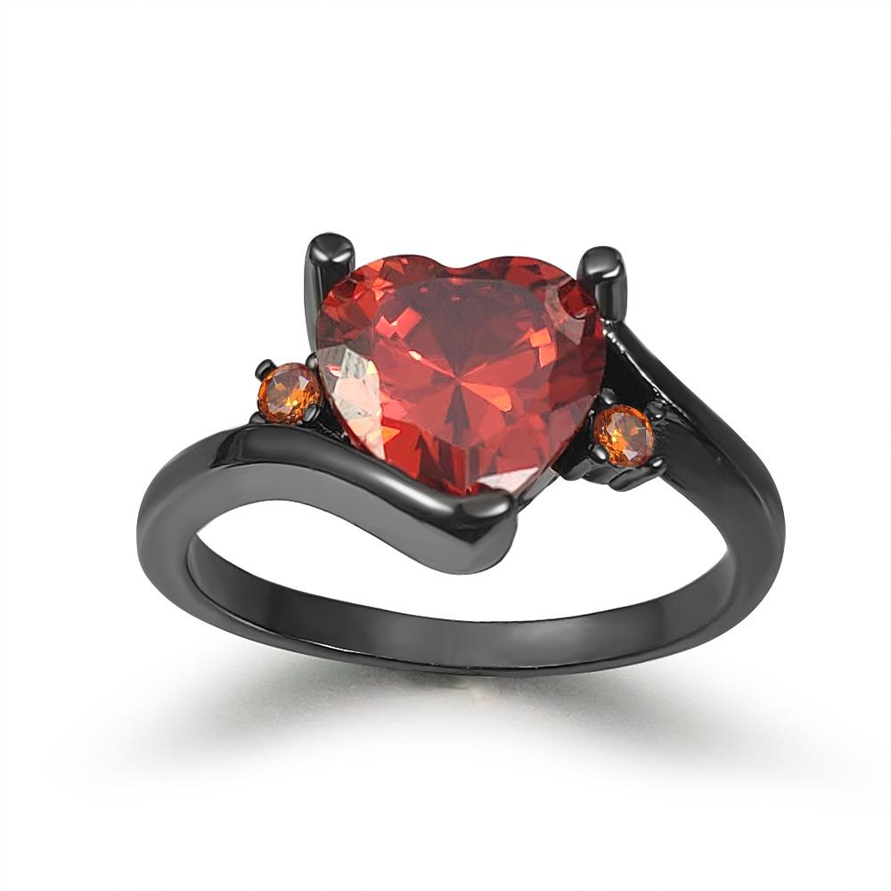 ZHOUYANG Love Heart Rings For Women Wedding jewellery Purple Zircon Black Gold Engagement Gifts Jewelry R110