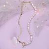 Collar de Perlas de Agua Dulce Naturales Barroco Vintage para Mujer Cierre de Pinza Dorado Círculo Gargantilla Joyería