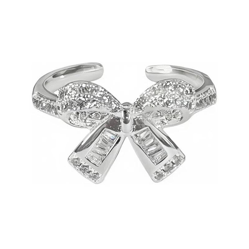Elegant 3D Bow Lace Ring for Women - Adjustable Open Design, Light Luxury & Versatile for Any Occasion.