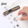 Reusable Binder Clips Paper Clip Stapler Portable Dispenser No Hole Punching Pusher with 50 Refillable Transparent Metal Office School Supplies Home
