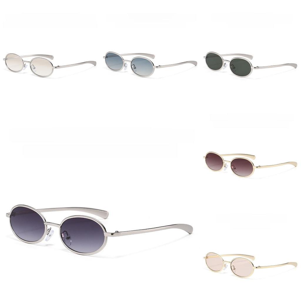 Vintage Metal Oval Sunglasses With Uv400 Protection For Fashionable Men And Women