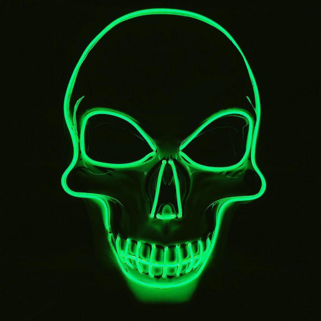 LED Skull Halloween Mask with Light-Up Fluorescent Design for Role-Playing Orange