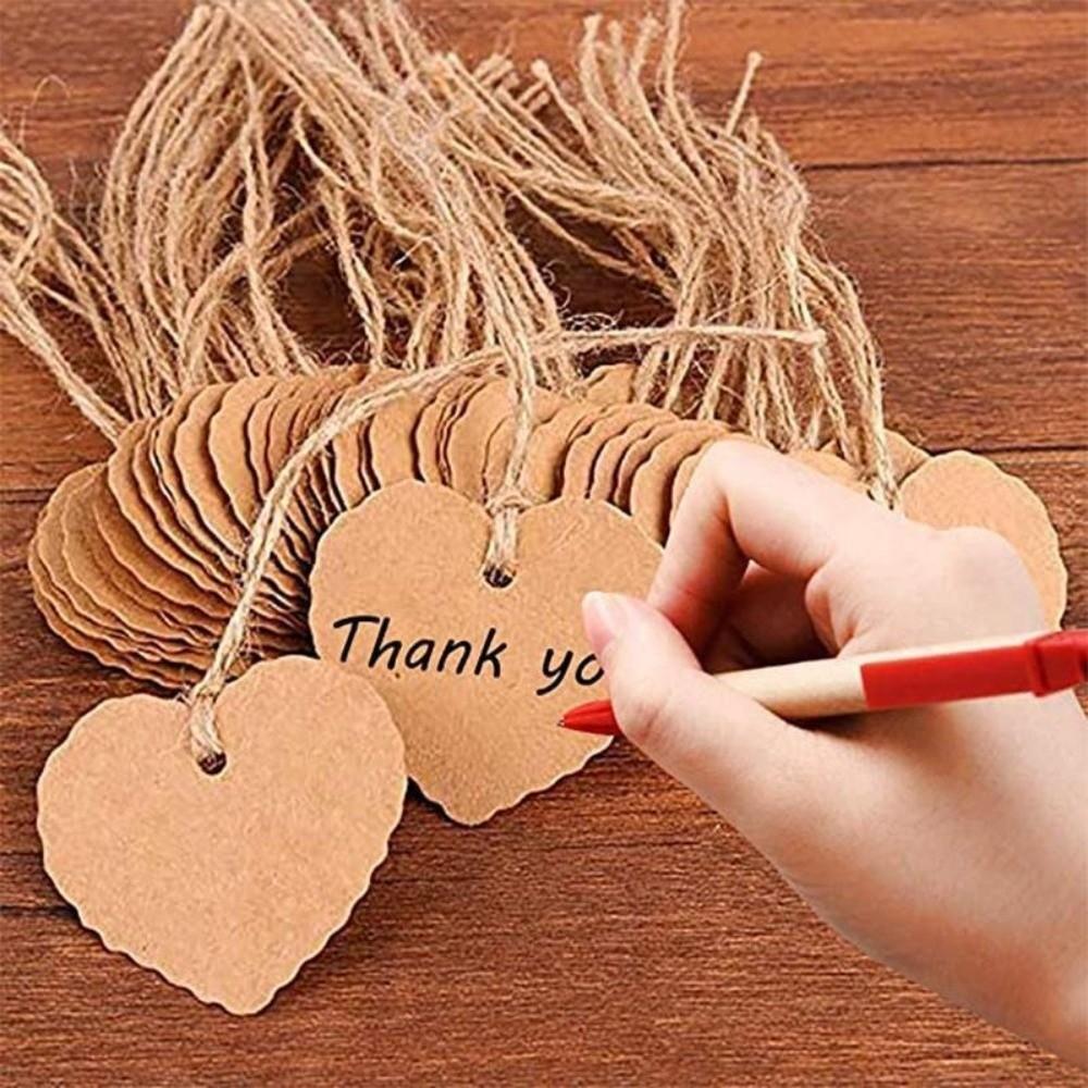 100pcs DIY Valentine's Day Tags Heart Shape Blank Red Pink Paper Gift Labels Hanging Decoration Heart Shaped Cards