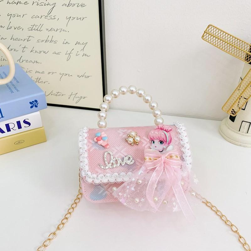 Lightweight Pearl Charming Shoulder Bag For Girls Featuring Cute Princess Design