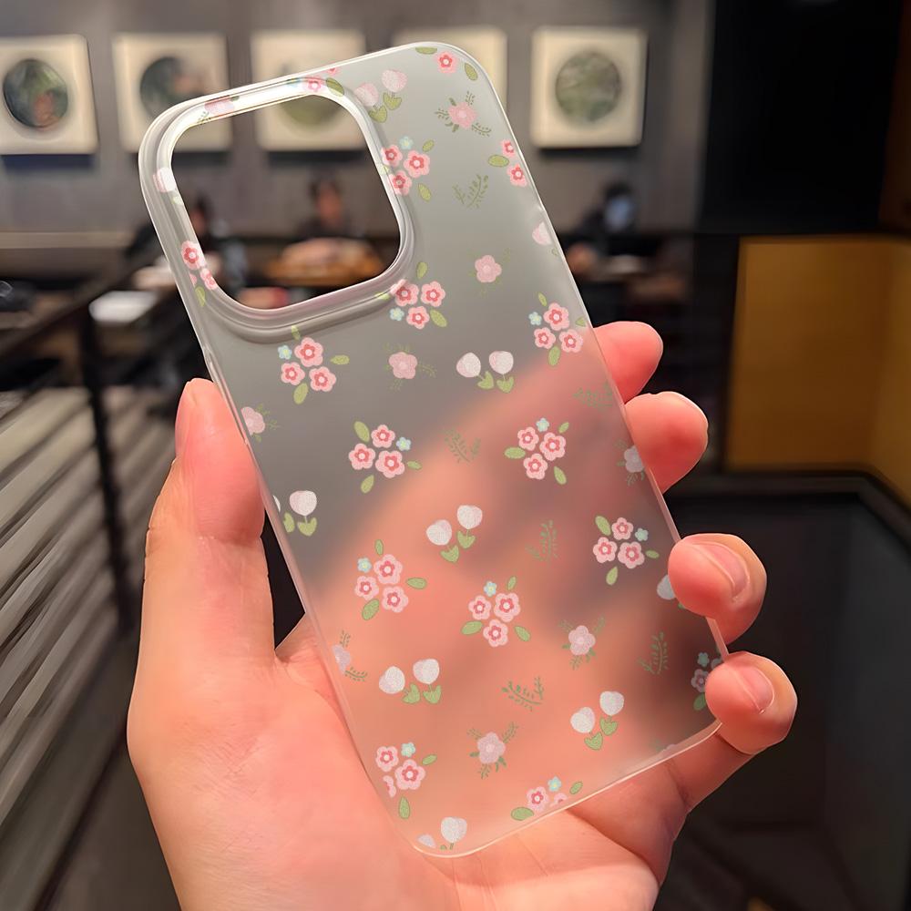 Mobile Phone Cases for iPhone 11 13 15 Pro Max 12 14 Pro Max Case iPhone 16 15 Plus 13 Pro 12 Frosted Texture Painted Cartoon Flowers