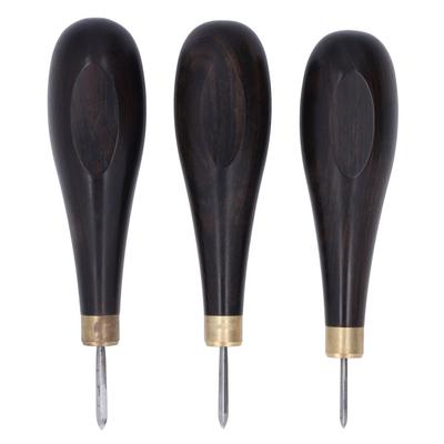 3Pcs Leather Craft Sewing Awl Strong Penetration 3mm 4mm 5mm Red Sandalwood Handle Awl Stitching