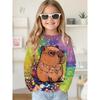 Cartoon Animal Capybala T-Shirt Autumn O-Neck Long Sleeve Fashion Girl Clothes Comfortable Casual Sports Outerwear Home Wear T-Shirt