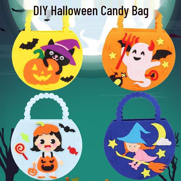 Halloween DIY Trick-or-Treat Tote Bag for Kids - Non-woven Fabric Craft Bag