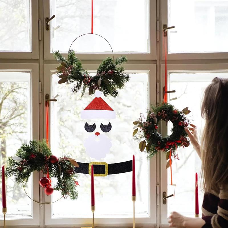 4-1PC Christmas Non-woven Window Stickers Santa Claus Snowman Elk Door Wall Sticker Christmas Decor New Year Home Decorations