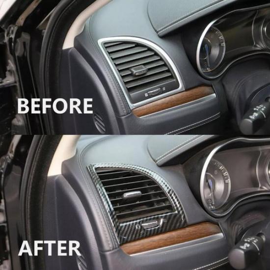 For 2011- Chrysler 300 ABS Carbon Fiber Look Side Air Vent Outlet Decor Trim