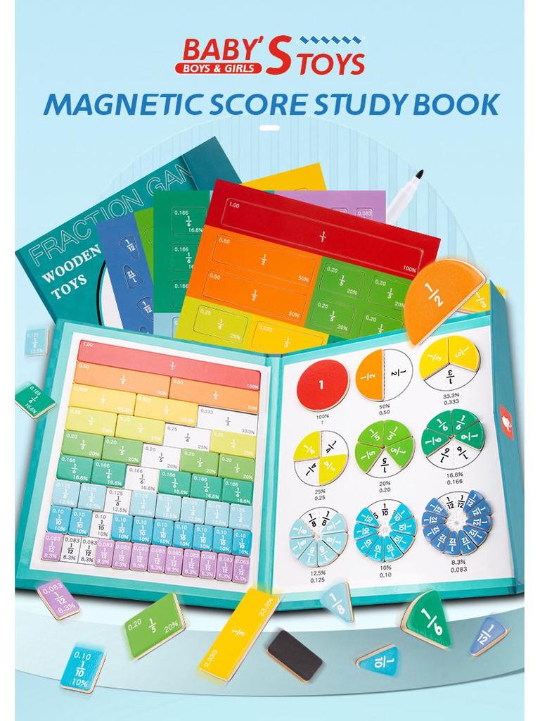 Magnetyczne klocki ułamkowe i geometryczne Tangram: Edukacyjne Puzzle dla Dzieci