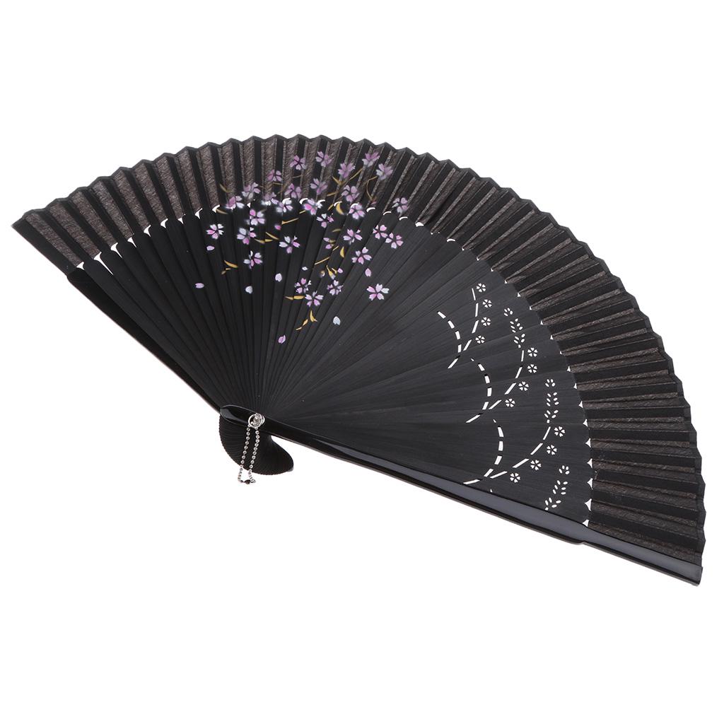 Vintage Style Bamboo Folding Hand Held Floral Fan Chinese Dance Party Pocket Hot