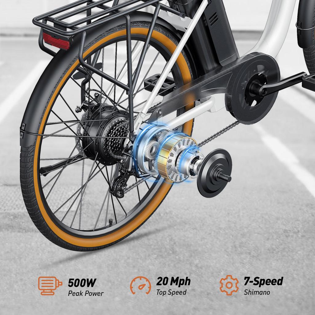 DYU C6 PRO Long Distance Electric Commuter Bike | 72km Range, 36V 15.6Ah Battery - 250W Motor, 26-inch All-terrain Tires