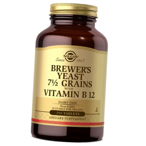 

Пивні дріжджі з Вітаміном В12, Brewer s Yeast 7 1/2 Grains with Vitamin B12, Solgar 250таб (72313030) 250tab Unflavored