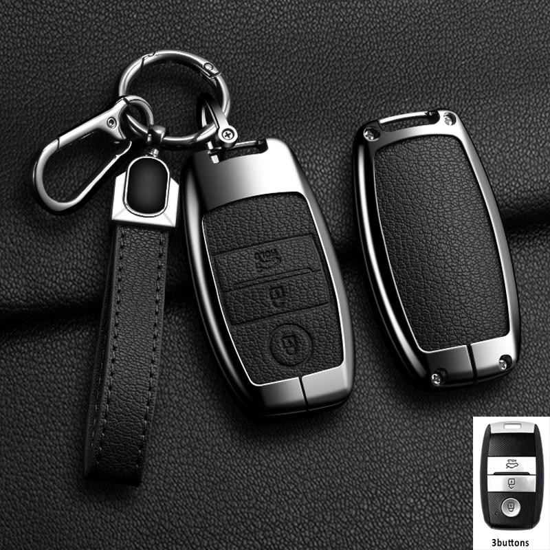 Zinc Alloy Leather Auto Shell Fob For Kia Optima Sorento Niro Soul Car Key Cover Case Holder For Kia KX3 KX5 K3S RIO Ceed Cerato