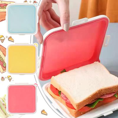 Tragbare Silikon Mikrowellen Sandwich Aufbewahrungsbox Tuppers Lebensmittel Bento Schule Frühstück Lunchboxen Wiederverwendbarer Toastbehälter Hülle