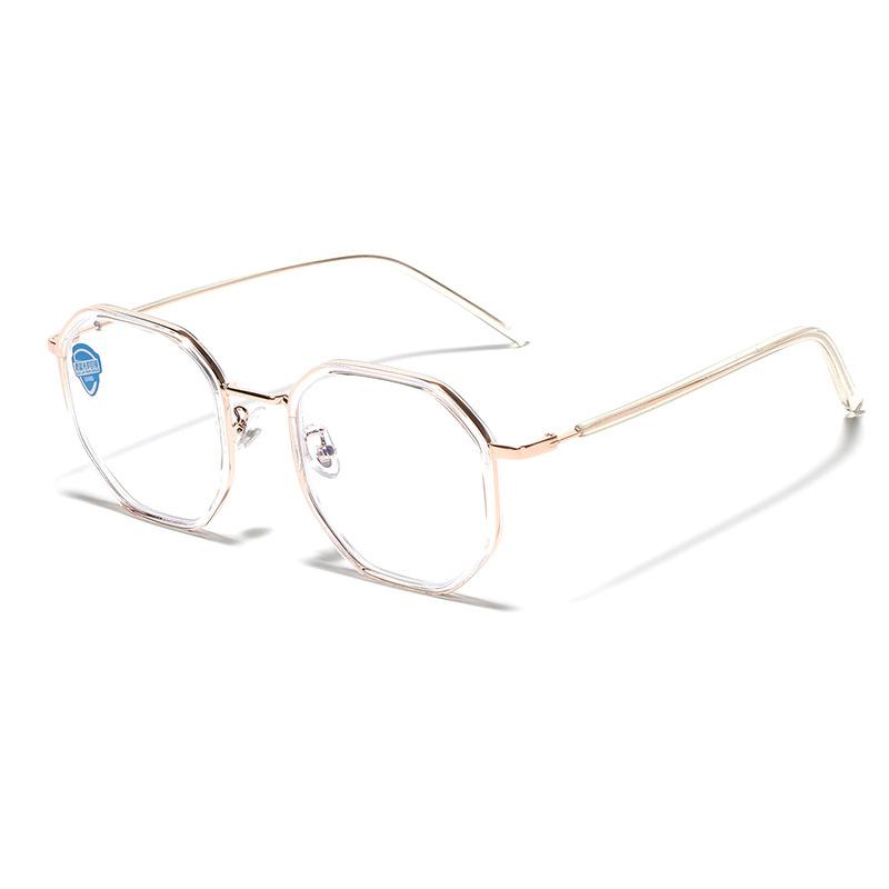 Glasses Metal Ring Literary Retro Flat Glasses Women'S Face Covering Plain Glasses Square Glasses Men