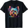 Buntes Pop-Art Yorkshire Terrier Porträt T-Shirt