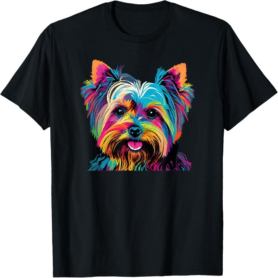 Colorful Pop Art Yorkshire Terrier Portrait T-Shirt XXXXXL чёрный