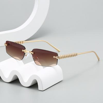 Rimless Small Square Frame Sunglasses Women Punk Style Color Lens Sun Glasses Vintage Irregular Legs Eyewear Ladies Oculos