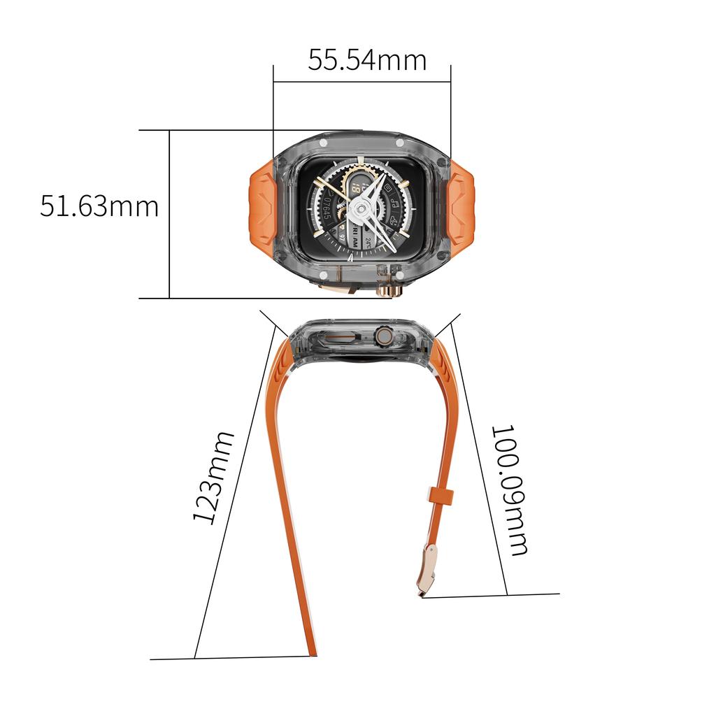 Transparent Modification Kit For Apple Watch Series11 46mm Strap 45mm 41mm Case for IWatch Series 10 9 8 7 44mm 40mm 654SE Rubber Band Refit Mod