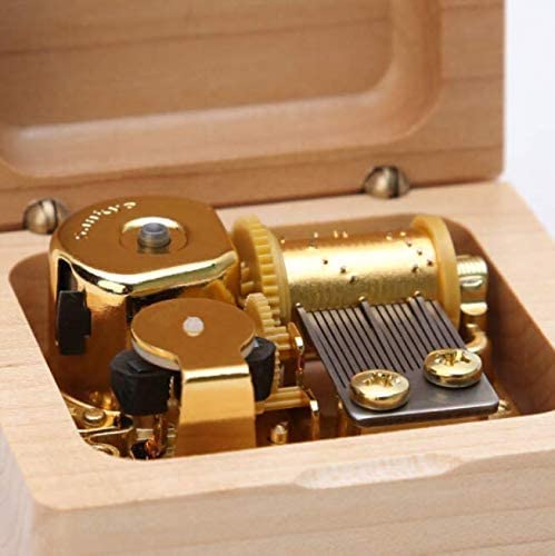 Mini Wooden Music Box, 18 Note Wind Up Music Box with Gold-Plated Movement (Maple, Howl's Moving Castle)