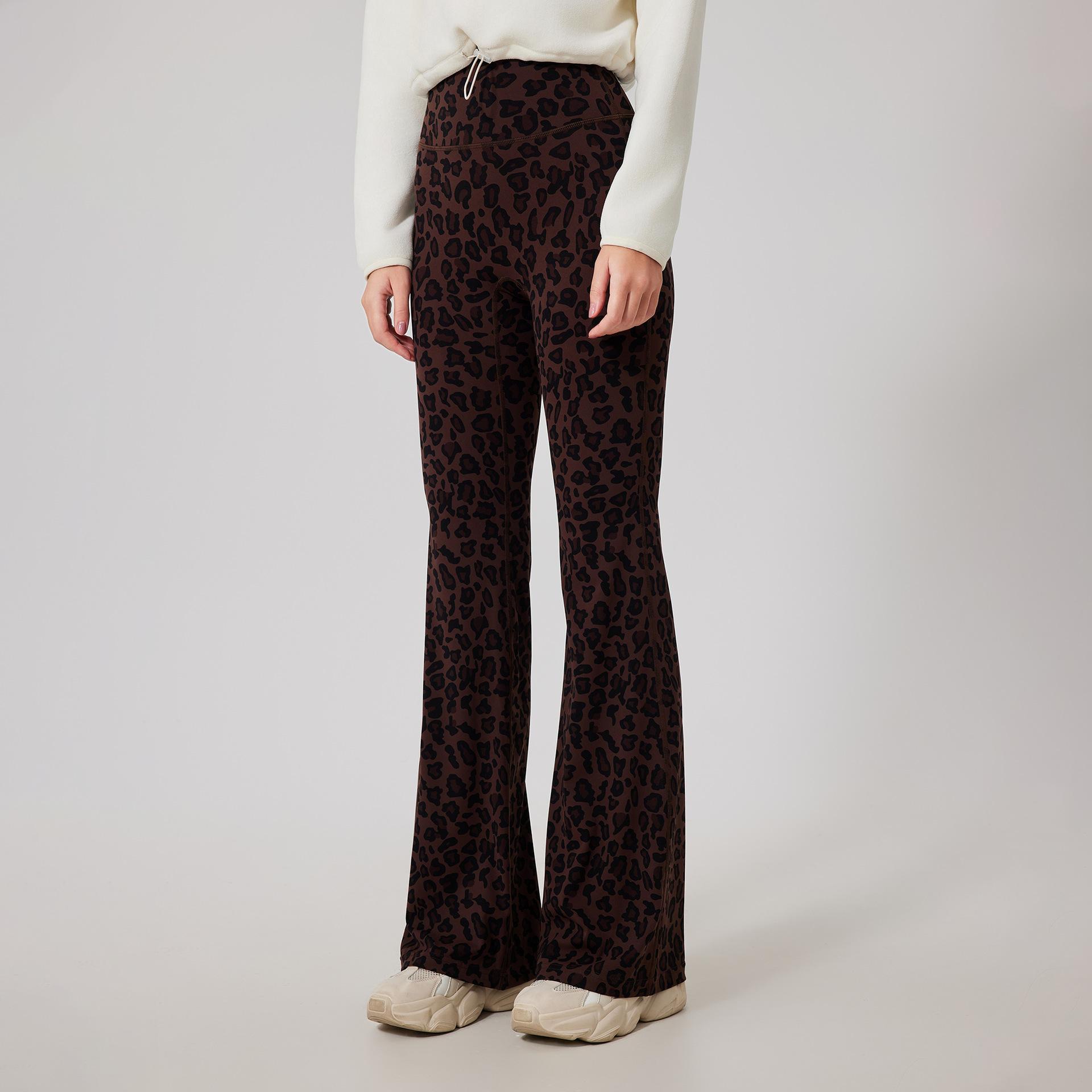 

Спортивные штаны европейские и американские бархатные расклешенные штаны с леопардовым принтом штаны для йоги теплые с высокой талией с эффектом подтяжки бедер фитнес-штаны одежда для бега спортивные штаны XL