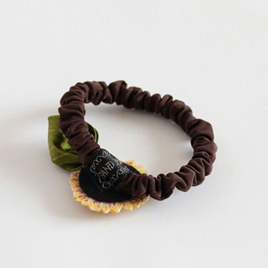 Women Hair Rope Realistic Sunflower Decor High Elasticity Elastic Band Pastoral Style Decorative Washable Ponytail Holder Large Intestine Hair