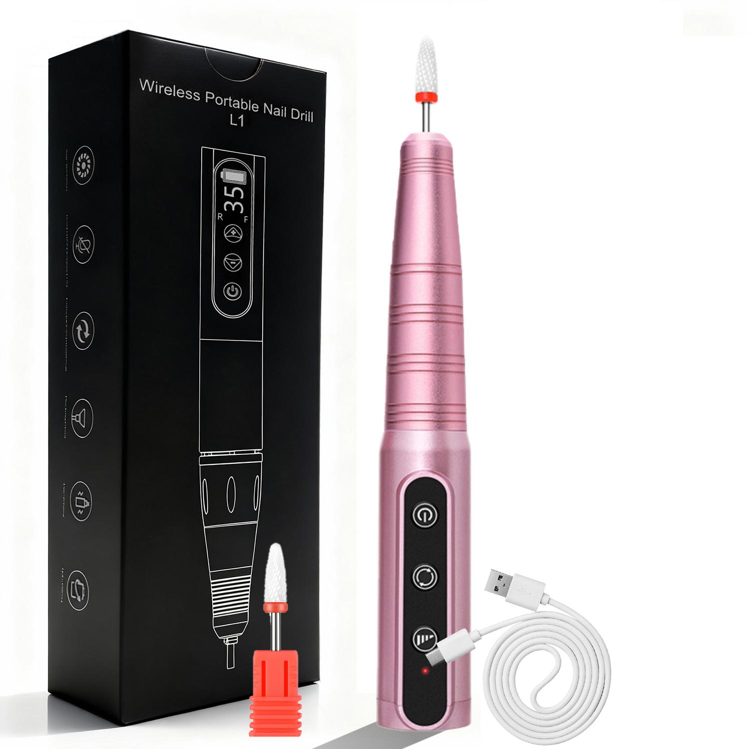 DianaBeauty 12000RPM Wireless Nail Drill Pen USB Nail File Polishing Pen Rechargeable Nail Drill Machine Portable Manicure Drill USB