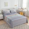 Simple Geometric Pattern Bed Sheet Set 100% Cotton Skin Friendly Flat Sheets with Pillowcase Thickened Queen Size Bedding Set
