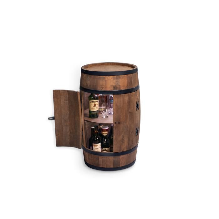 CREATIVE COOPER Barový pult s LED osvetlením - Barový nábytok - Drevený sud - Držiak na víno - Whisky bar - Minibar 80 cm Wengé