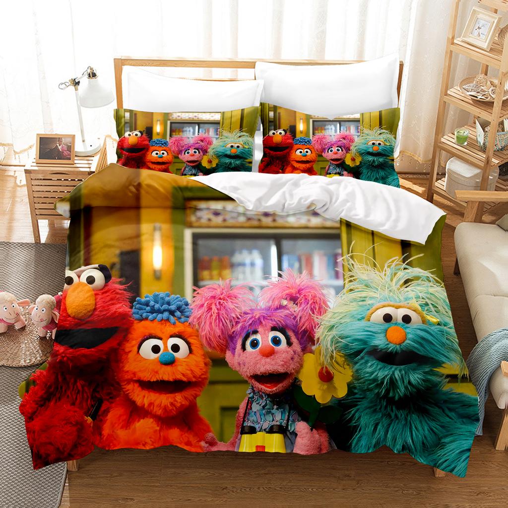 Sesamstraat Anime Home Slaapkamer Comfortabel Scandinavisch polyester materiaal geschikt voor kinderen en volwassenen 3-delige set