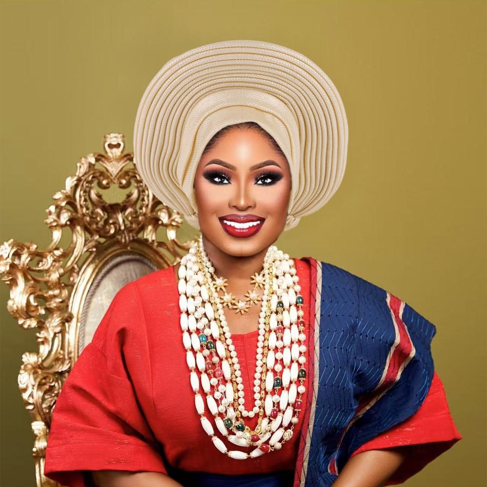 Nigeria Kopfbedeckungen Hochzeitsfeier Kopfschmuck Elegante Afrikanische Kopfbedeckung Turban Bereits Fertig Damen Auto Gele Damen Kopfwickel