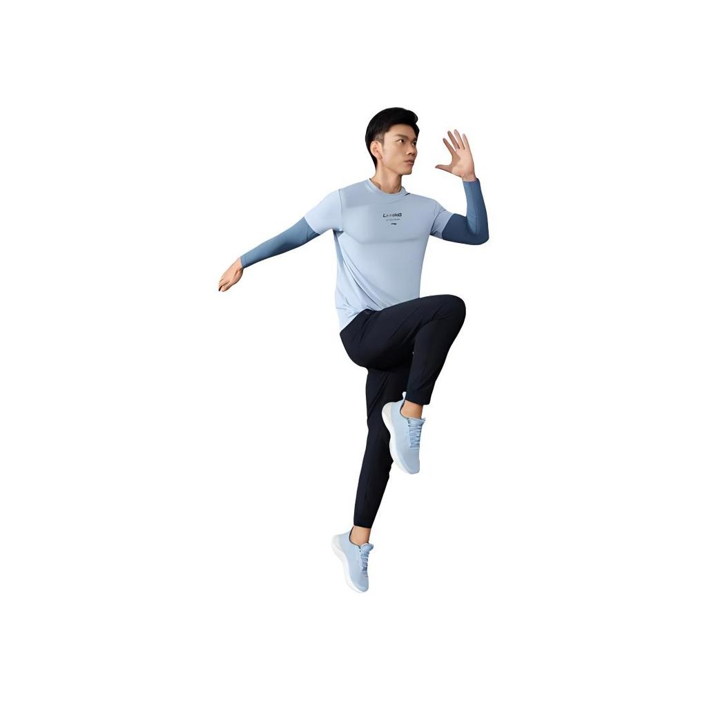 Li Ning Training Series Solid Color Breathable Sweat-Absorbing Tapered Knit Sports Pants Men Pants Black AYKS535-1