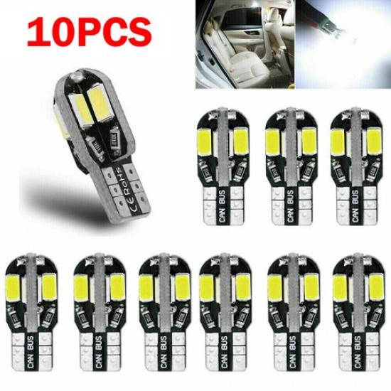 Super White T10 194 168 W5W 2825 LED License Plate Interior Light Bulb 6000K 10X