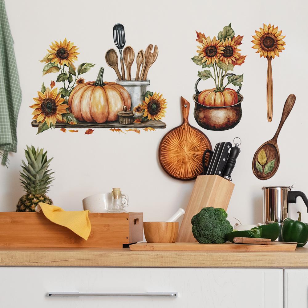 Wholesale of Painted Sunflower Kitchenware Kitchen and Dining Room Wall Beautification and Decoration Stickers