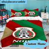 Custom Name Mexico Football Crest Bedding Set 3pcs, Bedding Set Including 1pc Duvet Cover And 2pcs Pillowcases for Bedroom, Dormitory Gift