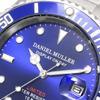 Daniel Muller DM-2018BL All Stainless Steel Diver's Watch, Water Resistant to 10 ATM, Blue