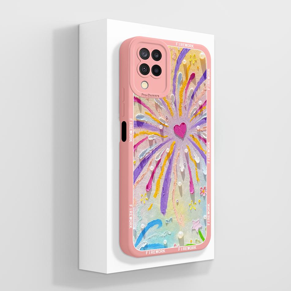 For Samsung Galaxy A12 M12 F12 Case Pretty Butterfly Full Coverage Phone Cover Anti Slip Soft Smooth Liquid Silicone Shell