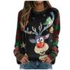 Cartoon Christmas Deer Pattern Women Fashion T-Shirts Long Sleeve 3D Printed