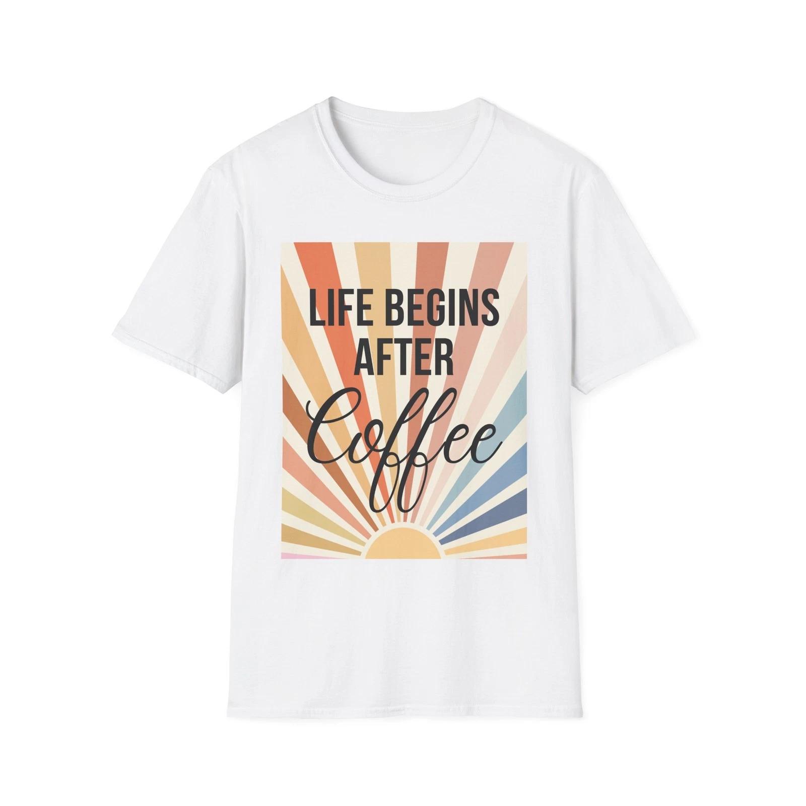 Футболка для любителей кофе, Жизнь начинается после кофе, Энтузиасты кофеина XL