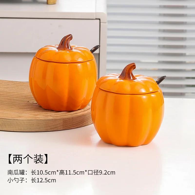 DoubleHled Ceramic Pumpkin Bowl Halloween Themed Serving Bowl for Soups And Stews Home Decor And Culinary Use