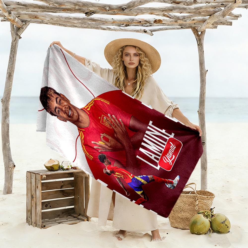 Lamine Yamal Spain Champions Celebration Beach Towel Quick-Dry Soft Microfiber Comfortable Lightweight