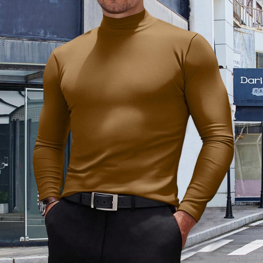 Men's Casual Slim Fit Basic Tops  Lightweight Turtleneck Pullover Shirt