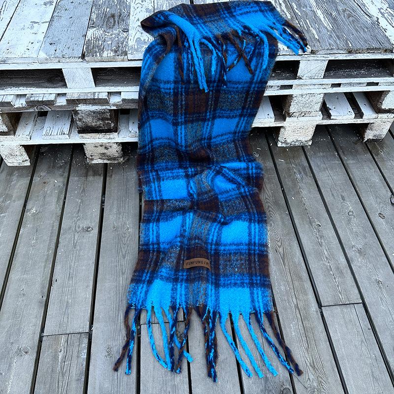 Autumn and winter new Maillard plaid scarf women's extended versatile high-end warm thickened scarf