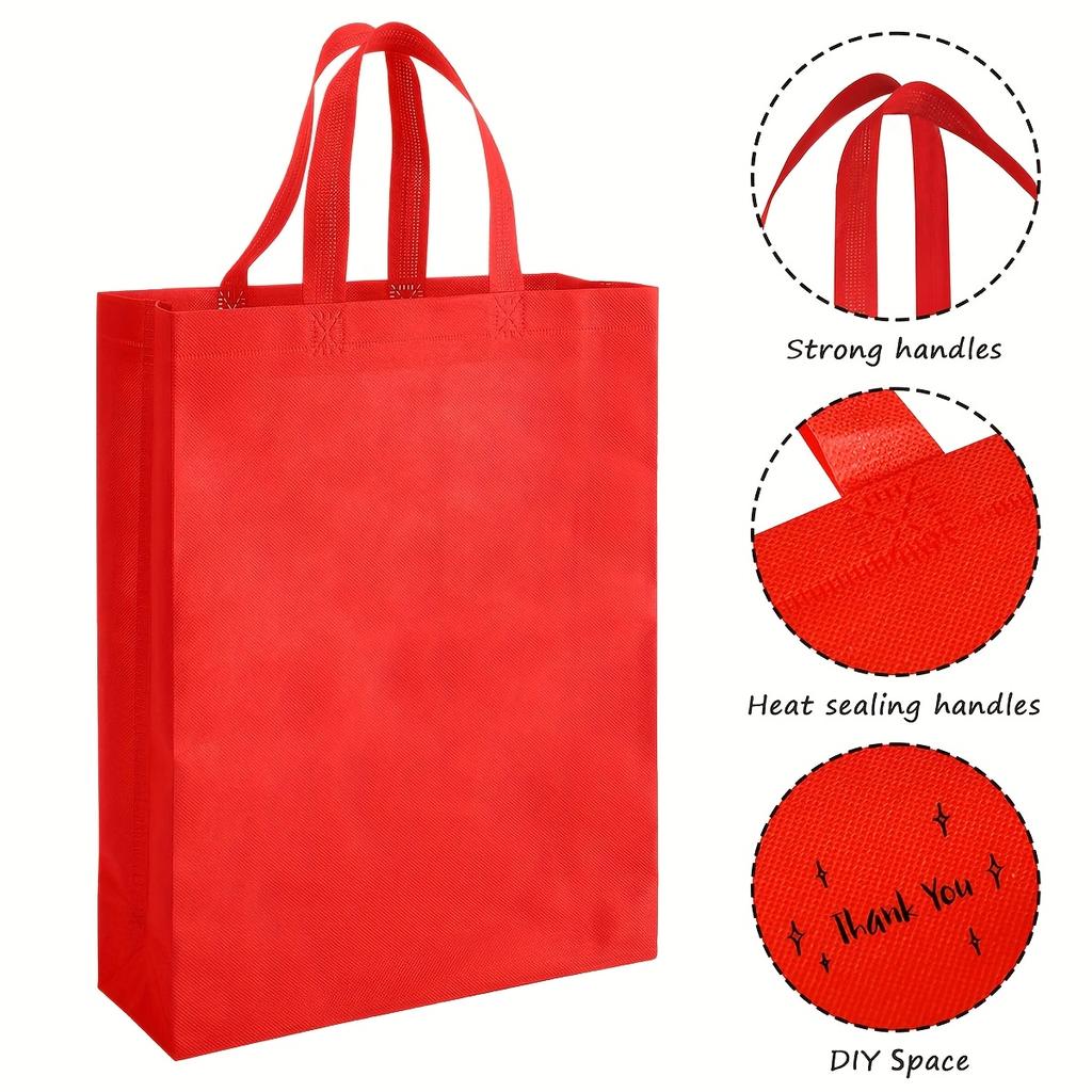 5pcs Non Woven Tote Bags with Handles 9.8x13.8 Inches Large Reusable Gift Bag Foldable Grocery Bags for Shopping Birthday JXB