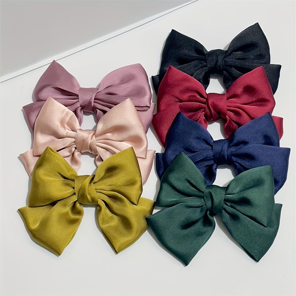 high quality7pcs/6pcs Spring and Summer Sweet Temperament Fabric Bow Hair Clip ins Princess Style Bang Clip Edge Clip Women's Hair Accessories