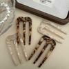 French Hair Pins For Women U Shaped Hair Forks Vintage Hairstyle Accessories Fashion 3 Prong Bun Hair Sticks Headwear