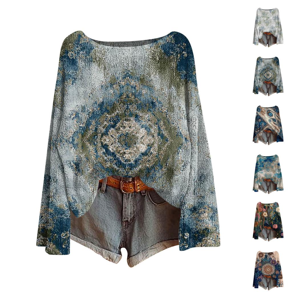 Women's Round Neck Lightweight Sweater Casual Long Sleeve Knit Pullover